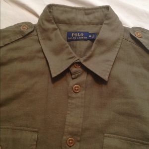 Green polo button down